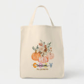 Cozy Season Harvest Blooms Personalize Name トートバッグ (正面)