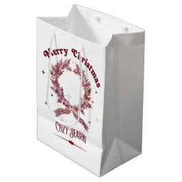 Cozy Season Vintage Christmas ミディアムペーパーバッグ