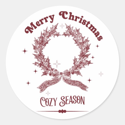 Cozy Season Vintage Christmas ラウンドシール (正面)