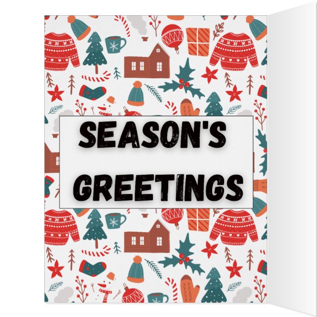 Cozy Season's Greetings Pattern クリスマスポケットF (内側(左))