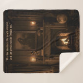 Cozy Sherpa Blanket Dark Academia Gift for Reader  シェルパブランケット (正面(横))