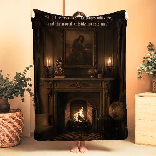 Cozy Sherpa Blanket Dark Academia Gift for Reader  シェルパブランケット