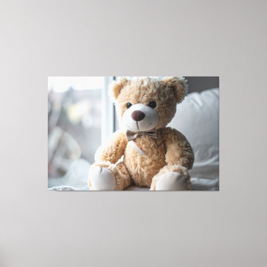Cozy Sitting Teddy Bear キャンバスプリント (正面)