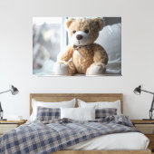 Cozy Sitting Teddy Bear キャンバスプリント (インサイチュ (寝室))