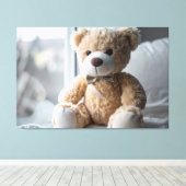 Cozy Sitting Teddy Bear キャンバスプリント (インサイチュ (ウッドフロア))