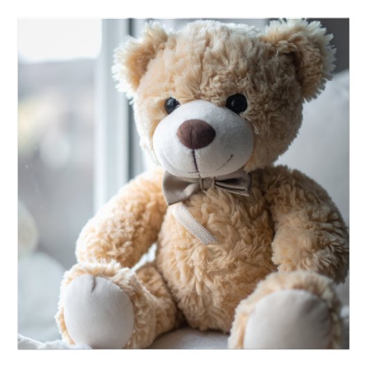 Cozy Sitting Teddy Bear フォトプリント (正面)