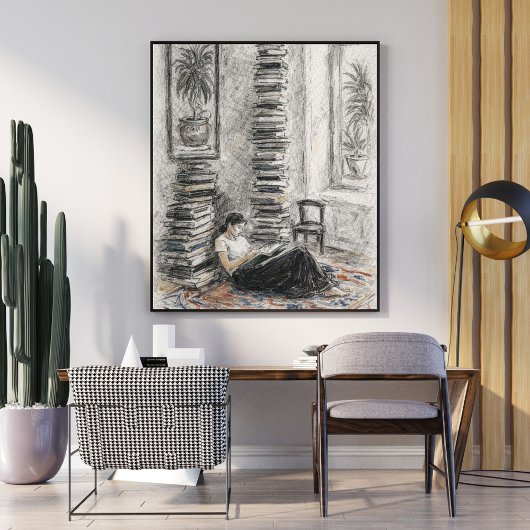 Cozy sketch | bookish wall art ポスター