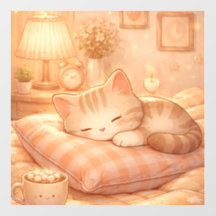 Cozy Sleeping Cat Kawaii Illustration – Cute Aesth