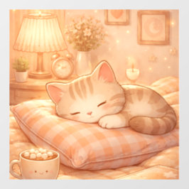 Cozy Sleeping Cat Kawaii Illustration – Cute Aesth ウィンドウサイン