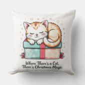 Cozy Sleeping Kitten - Winter Home Decor アウトドアクッション (正面)