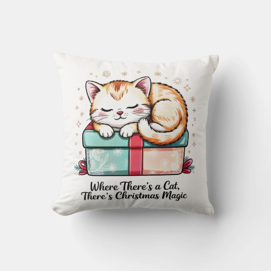 Cozy Sleeping Kitten - Winter Home Decor クッション (正面)