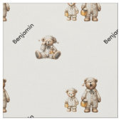 Cozy Sleepy Bear Design with Custom Name Pattern ファブリック (クローズアップ)