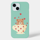 Cozy Smiling Teddy Bear in Polka Dot Teacup Case-Mate iPhoneケース (裏面)
