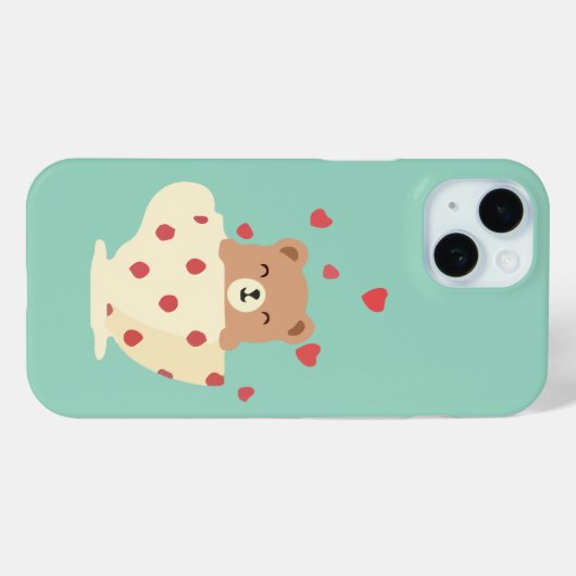 Cozy Smiling Teddy Bear in Polka Dot Teacup Case-Mate iPhoneケース (裏面 (横))