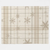 Cozy Snowflake Gingham Plaid Blanket –Warm Neutral フリースブランケット (正面(横))