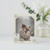 Cozy Snowflake Love私たち暖保かいカップルの写真 シーズンポストカード (スタンド正面)