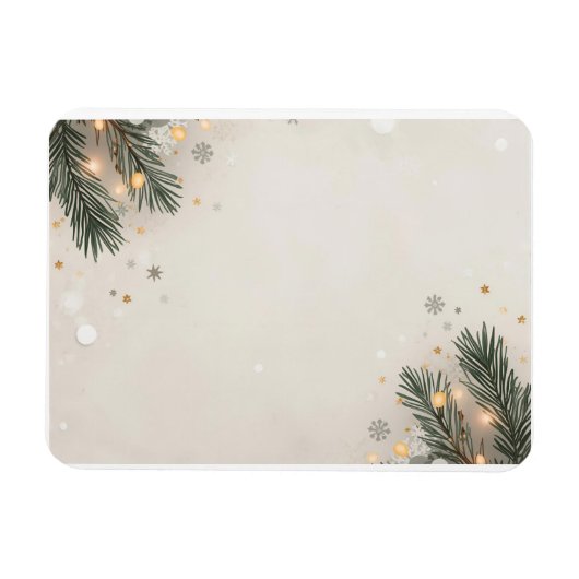 Cozy Snowflake & Pine Holiday Design マグネット (横)