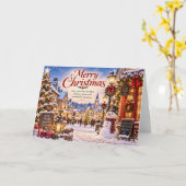 Cozy Snowy Village Christmas Card カード (黄色い花)