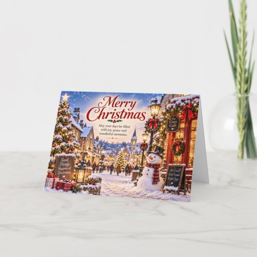 Cozy Snowy Village Christmas Card カード (正面)