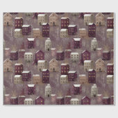 Cozy Snowy Winter Village Pattern (1) ラッピングペーパー (フラット)