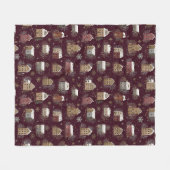 Cozy Snowy Winter Village Pattern (2) フリースブランケット (正面(横))