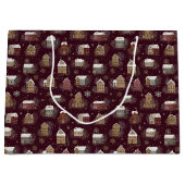 Cozy Snowy Winter Village Pattern (2) ラージペーパーバッグ (正面)