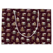 Cozy Snowy Winter Village Pattern (2) ラージペーパーバッグ (裏面)