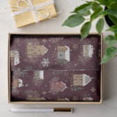 Cozy Snowy Winter Village Pattern (2) 薄葉紙 (ギフト)