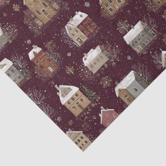 Cozy Snowy Winter Village Pattern (2) 薄葉紙 (詳細)