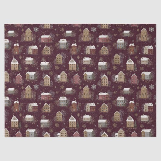 Cozy Snowy Winter Village Pattern (2) 薄葉紙 (正面)