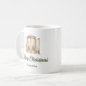 Cozy soft pastel Nordic design custom name Christm コーヒーマグカップ (正面左)