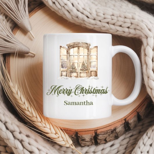Cozy soft pastel Nordic design custom name Christm コーヒーマグカップ