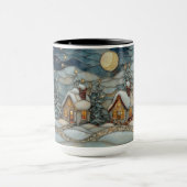Cozy Stained Glass Snowy Village Holiday Mug マグカップ (中央)