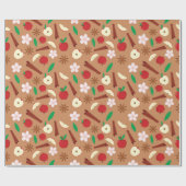 Cozy Star Anise、Cinnamon、Appleシームレス ラッピングペーパー (フラット)