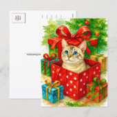 Cozy Surprise Cat Christmas Postcard シーズンポストカード (正面/裏面)