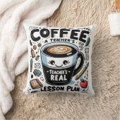 Cozy Teacher Fuel by Coffee Funny Classroom Decor クッション (ブランケット)