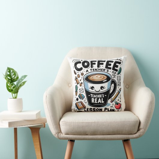 Cozy Teacher Fuel by Coffee Funny Classroom Decor クッション (椅子)
