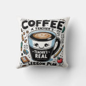 Cozy Teacher Fuel by Coffee Funny Classroom Decor クッション (裏面)