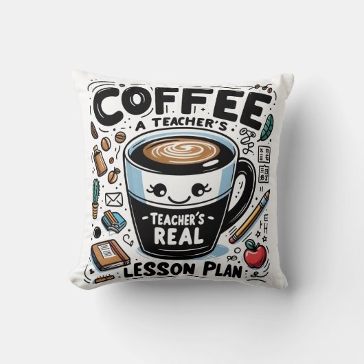 Cozy Teacher Fuel by Coffee Funny Classroom Decor クッション (正面)