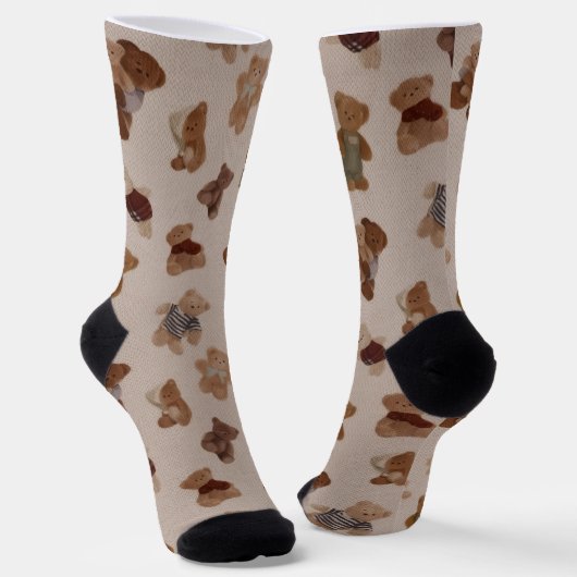Cozy Teddy Bears Pattern Socks ソックス (傾斜あり)