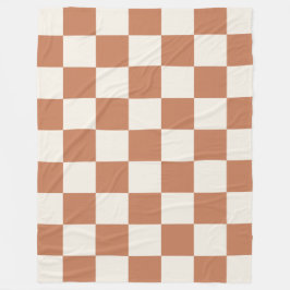 Cozy Terracotta Rust & Cream Buffalo Check フリースブランケット