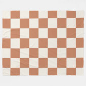 Cozy Terracotta Rust & Cream Buffalo Check フリースブランケット (正面(横))