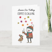Cozy Thanksgiving Card with Turkey & Coffee カード (正面)