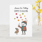 Cozy Thanksgiving Card with Turkey & Coffee カード (黄色い花)