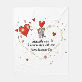 cozy togetherness personalized heart illustration フリースブランケット