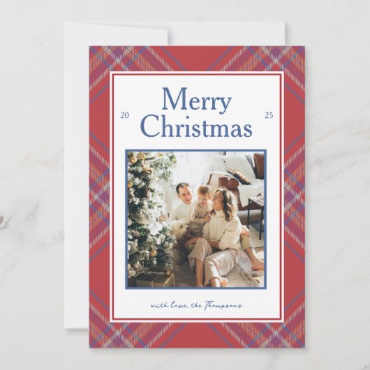 Cozy Traditional Plaid Tartan Holiday Card シーズンカード (正面)