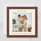 Cozy Traditional Red Plaid Christmas Photo Classic シーズンカード (正面)