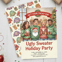 Cozy Ugly Sweater Holiday Party Hand Painted  招待状