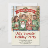 Cozy Ugly Sweater Holiday Party Hand Painted  招待状 (正面)