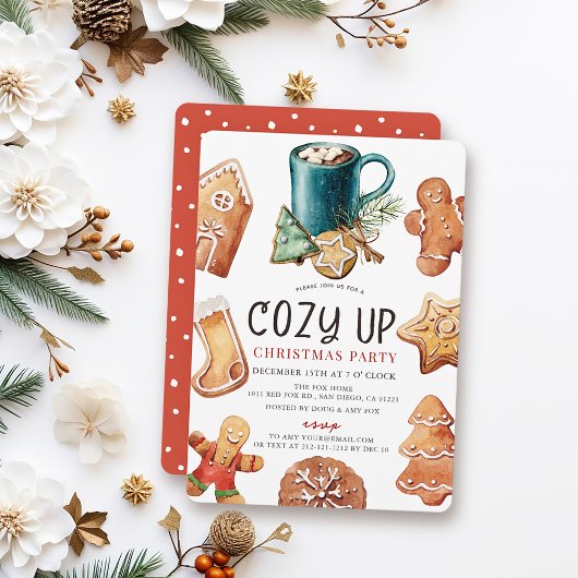 Cozy Up Cookies & Cocoa Christmas Holiday Party 招待状